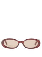 Le Specs - Outta Love Oval Acetate Sunglasses - Womens - Brown