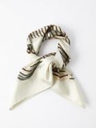 Toteme - Knotted-print Silk-twill Scarf - Womens - Cream Multi