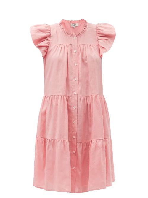 Matchesfashion.com Sea - Shannon Gathered Ramie-poplin Dress - Womens - Pink