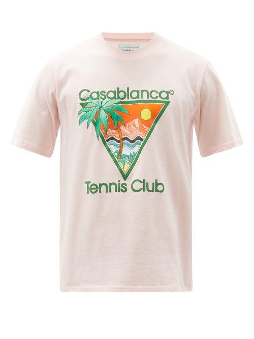 Matchesfashion.com Casablanca - Tennis-club Print Cotton-jersey T-shirt - Mens - Pink