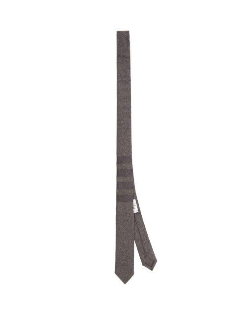 Matchesfashion.com Thom Browne - Four-bar Wool-blend Flannel Tie - Mens - Grey