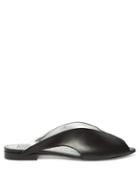 Matchesfashion.com Givenchy - Winged Peep Toe Leather Slides - Womens - Black
