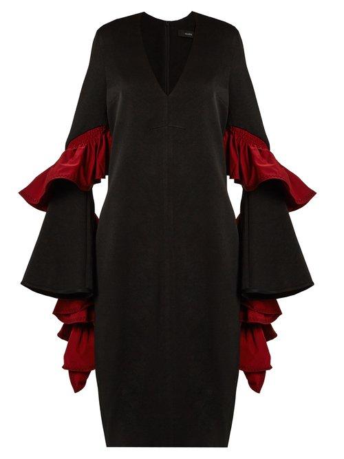 Matchesfashion.com Ellery - Molotov Ruffled Sleeve Cady Midi Dress - Womens - Black Multi