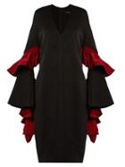 Matchesfashion.com Ellery - Molotov Ruffled Sleeve Cady Midi Dress - Womens - Black Multi