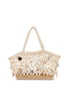 Matchesfashion.com Altuzarra - Espadrille Small Shell Charm Macram Tote Bag - Womens - White Multi