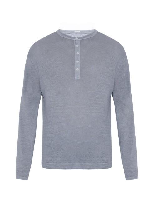 Massimo Alba Henley Linen-jersey T-shirt