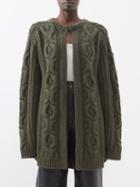 Khaite - Helen Cable-knit Cashmere Cardigan - Womens - Khaki