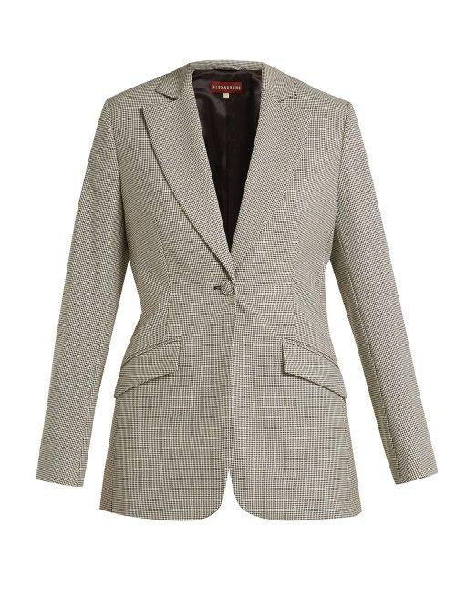 Matchesfashion.com Alexachung - Houndstooth Wool Blend Blazer - Womens - Black White