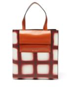 Marni - Museo Check Large Leather Tote Bag - Womens - Burgundy White