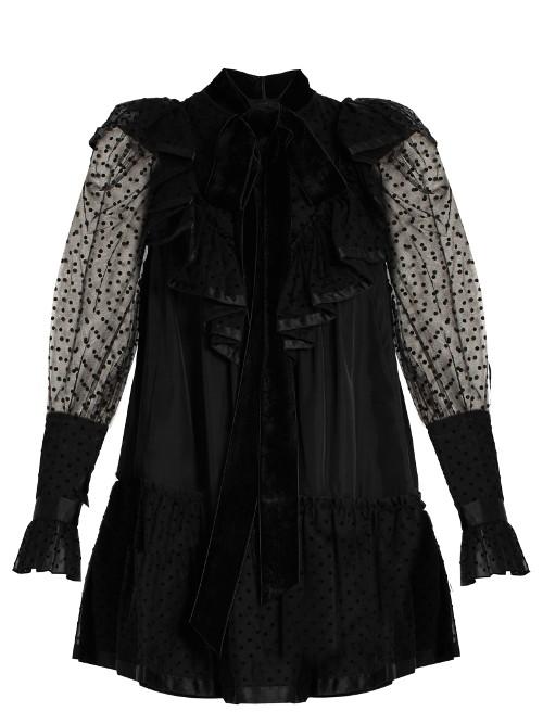 Marc Jacobs Polka-dot Flocked Tulle And Taffeta Dress