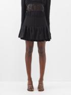 Paco Rabanne - Ruffled Crepe Mini Skirt - Womens - Black