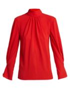 Matchesfashion.com Emilia Wickstead - Venice Crepe Blouse - Womens - Red