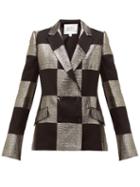 Matchesfashion.com Galvan - Ziggy Checked Double Breasted Lam Blazer - Womens - Black Gold