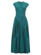 Matchesfashion.com Khaite - Rita Puffed Skirt Cotton Twill Maxi Dress - Womens - Green
