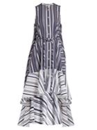 Palmer/harding Waterfall-hem Striped Cotton-poplin Dress