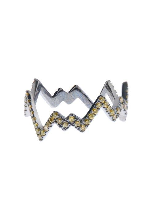 Diane Kordas Yellow-diamond & Black-gold Pop Art Ring