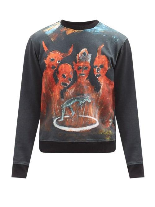 Matchesfashion.com Walter Van Beirendonck - X Pablo Iglesias Prada Cotton Sweatshirt - Mens - Black Red