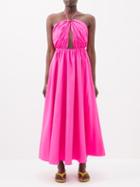 Staud - Danielle Halterneck Cutout Nylon Midi Dress - Womens - Pink