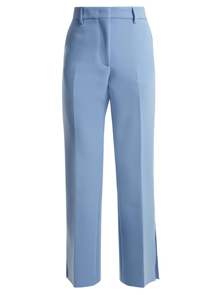Msgm Mid-rise Flared Crepe Trousers