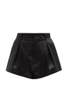 Matchesfashion.com Saint Laurent - Pleated Cotton-blend Satin Shorts - Womens - Black