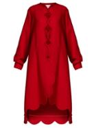 Matchesfashion.com Valentino - Scalloped Edge Wool Crepe Coat - Womens - Red