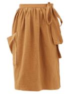 Matchesfashion.com Loup Charmant - Tofo Patch-pocket Cotton-gauze Wrap Skirt - Womens - Tan