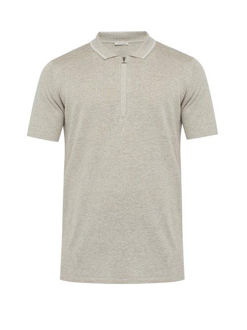 Matchesfashion.com Falke Ess - Half Zip Silk Blend Polo Shirt - Mens - Light Grey