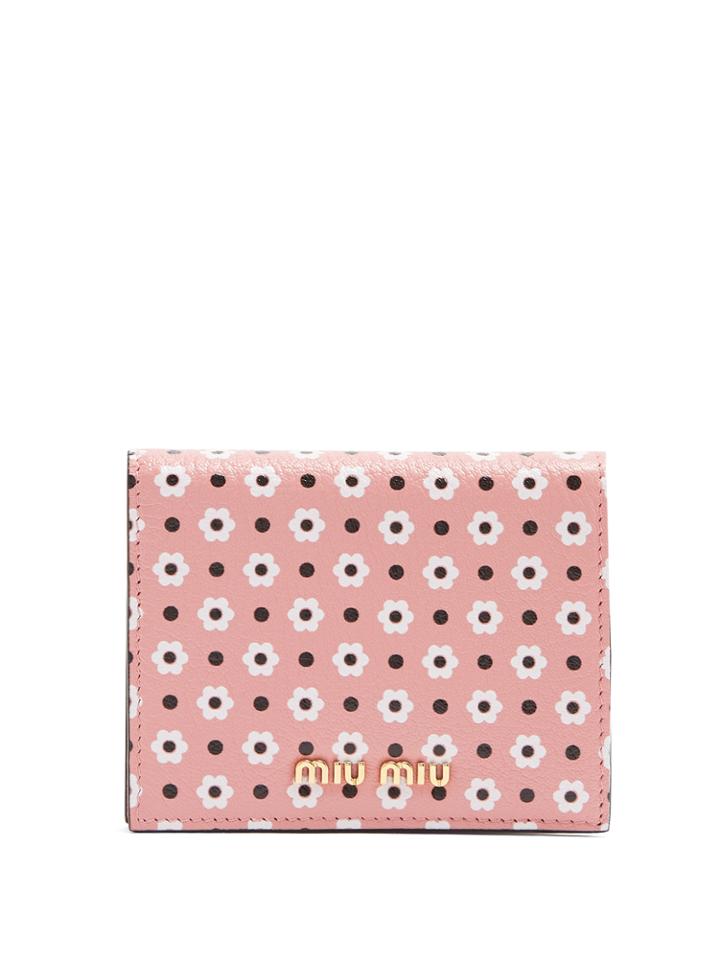 Miu Miu Floral-print Leather Wallet