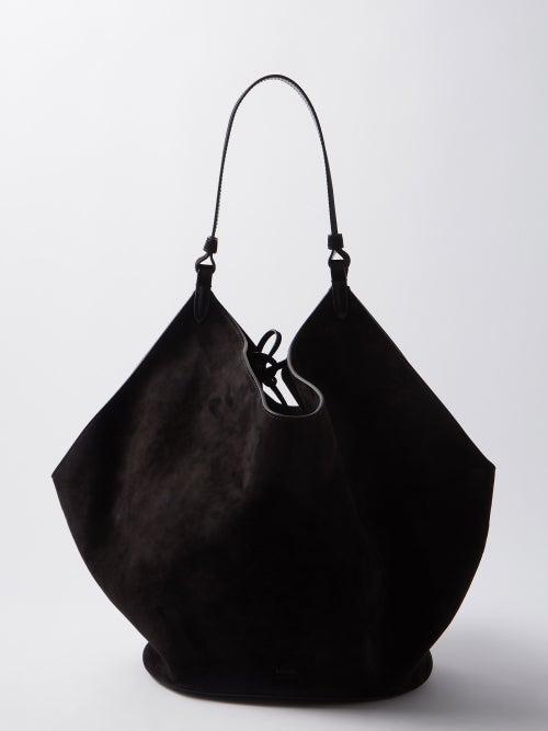 Khaite - Lotus Suede Tote Bag - Womens - Black