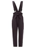 Matchesfashion.com Isabel Marant - Fineba Braces Straight-leg Twill Trousers - Womens - Black