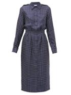 Matchesfashion.com Gabriela Hearst - Military Polka Dot Silk Shirtdress - Womens - Navy White