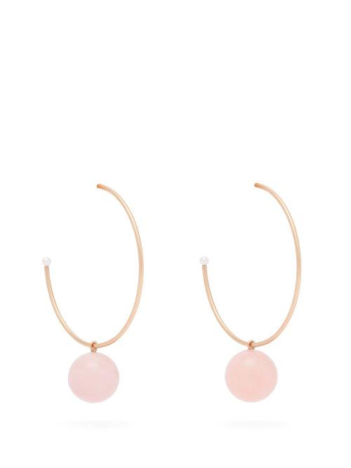 Matchesfashion.com Irene Neuwirth - Gumball Pink Opal & 18kt Rose Gold Hoop Earrings - Womens - Pink