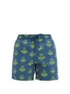 Matchesfashion.com Vilebrequin - Moorea Turtle-print Shell Swim Shorts - Mens - Blue Multi