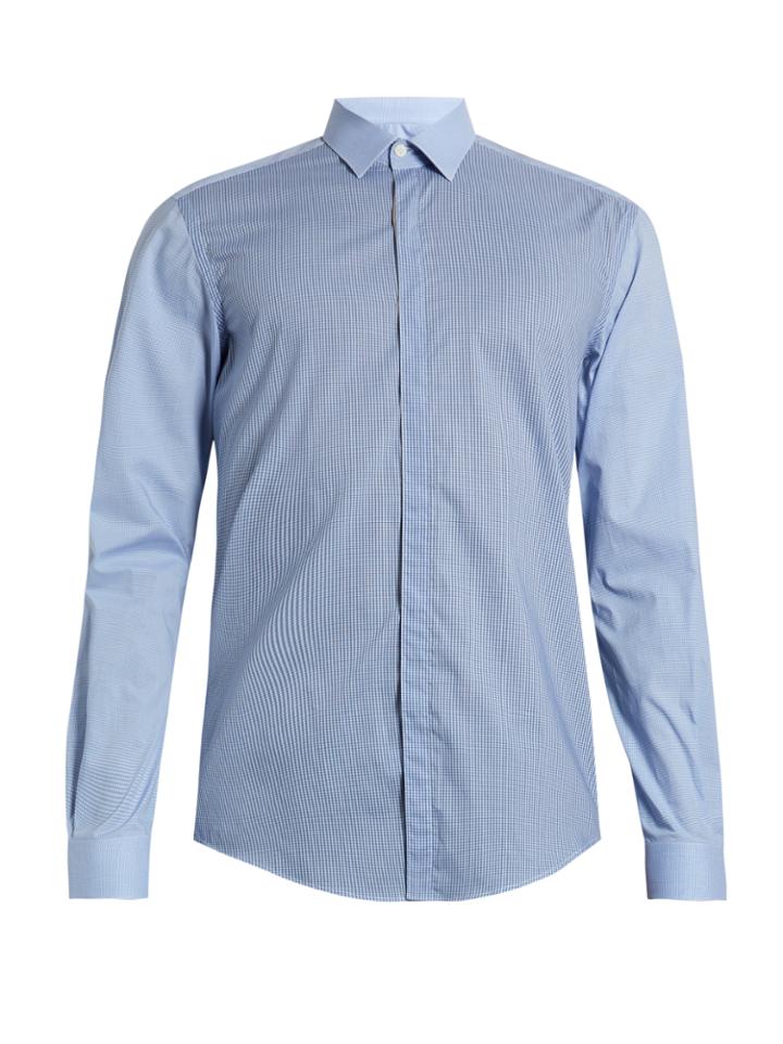 Lanvin Single-cuff Contrast-check Cotton Shirt
