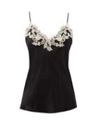 Ladies Lingerie La Perla - Maison Lace-trimmed Silk-charmeuse Camisole - Womens - Black