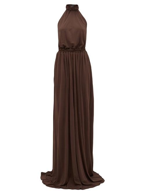 Matchesfashion.com Matteau - The Halter Jersey Maxi Dress - Womens - Brown