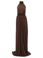Matchesfashion.com Matteau - The Halter Jersey Maxi Dress - Womens - Brown