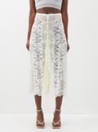 Paco Rabanne - High-waist Floral-lace Midi Skirt - Womens - Ivory