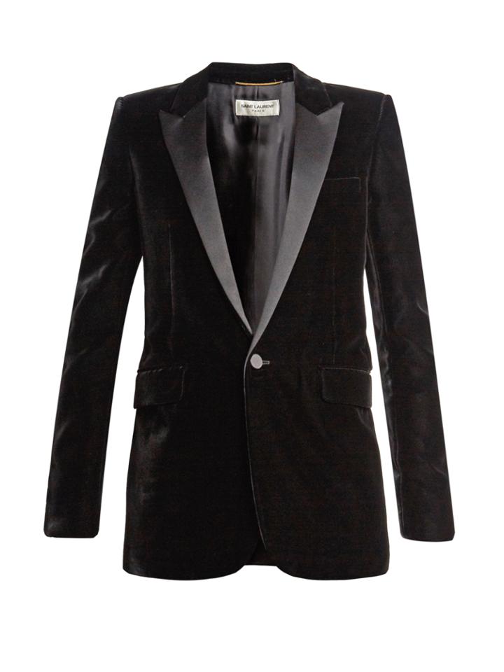 Saint Laurent Satin-lapel Velvet Tuxedo Jacket