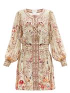 Matchesfashion.com Camilla - Laced Drifting Dreamer-print Silk Dress - Womens - Cream Print