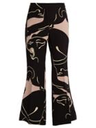 Matchesfashion.com Valentino - Panther Print Cropped Silk Trousers - Womens - Black Pink
