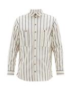 Matchesfashion.com King & Tuckfield - Jacquard-stripe Cotton-canvas Shirt - Mens - White Multi