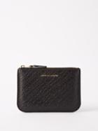 Comme Des Garons Wallet - Embossed Leather Pouch - Mens - Black