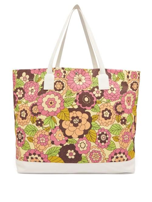 Matchesfashion.com Dodo Bar Or - Litta Floral-print Canvas Tote Bag - Womens - Pink Multi