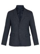 Matchesfashion.com Herno - Frosted Wool Blend Jacket With Quilted Insert - Mens - Navy