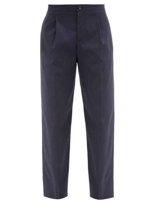 Matchesfashion.com A.p.c. - Amalfi Cotton-crepe Trousers - Womens - Navy