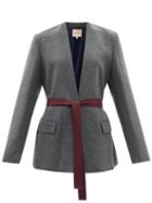 Roksanda - Selma Waist-tie Wool-jersey Jacket - Womens - Grey