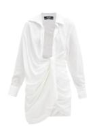 Matchesfashion.com Jacquemus - Bahia Knotted Twill Shirt Dress - Womens - Ivory