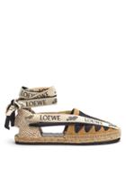 Matchesfashion.com Loewe Paula's Ibiza - Logo-print Tie Suede & Jute Espadrilles - Womens - Tan