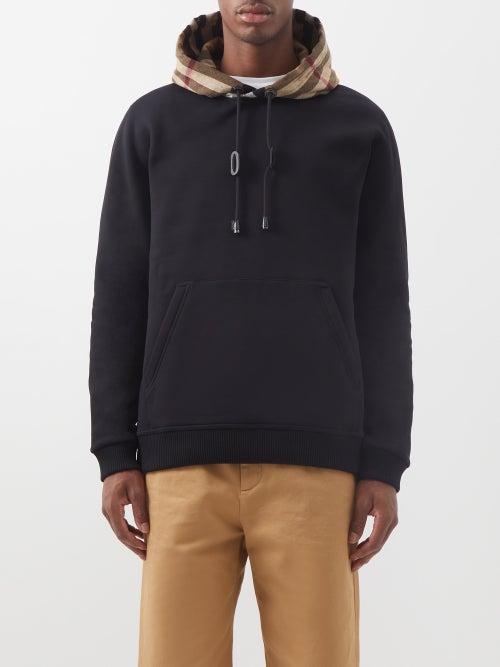 Burberry - Samuel Check-hood Cotton-blend Sweatshirt - Mens - Black